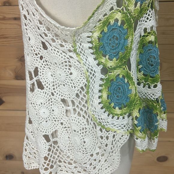 Vintage handmade lace lagenlook layering Gypsy boho bohemian top tank vest Large - Picture 11 of 15